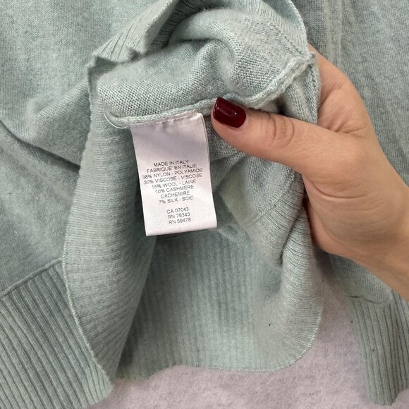Bianco & Blu Sweater Womens Large Mint Green Cashmere Silk Wool Blend Made Italy - Picture 5 of 9